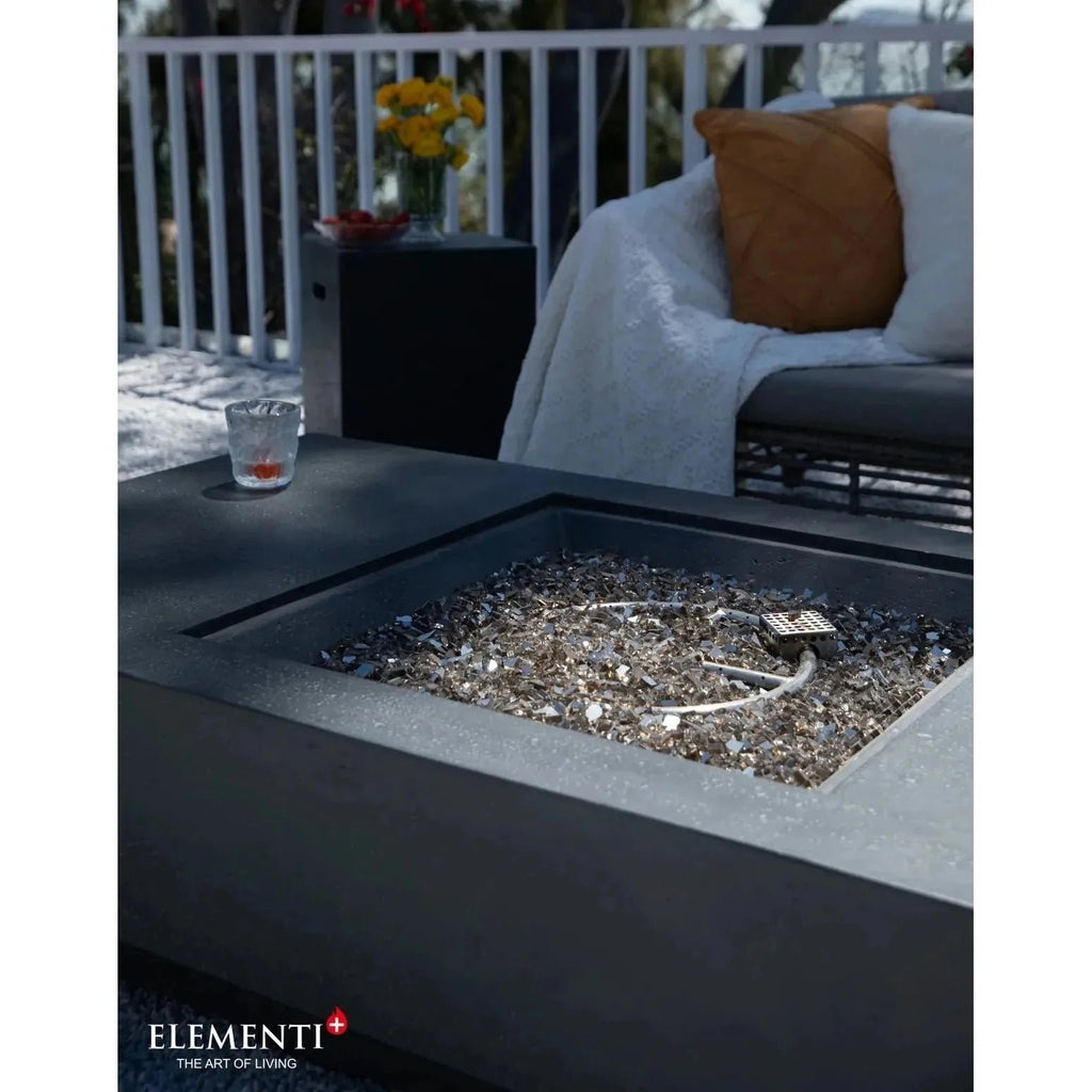 Elementi Plus Cannes Rectangular Gas Fire Pit Table 16 kW, Dark Grey