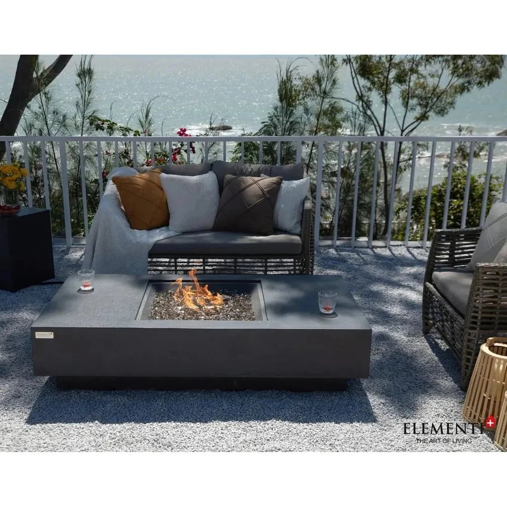 Elementi Plus Cannes Rectangular Gas Fire Pit Table 16 kW, Dark Grey