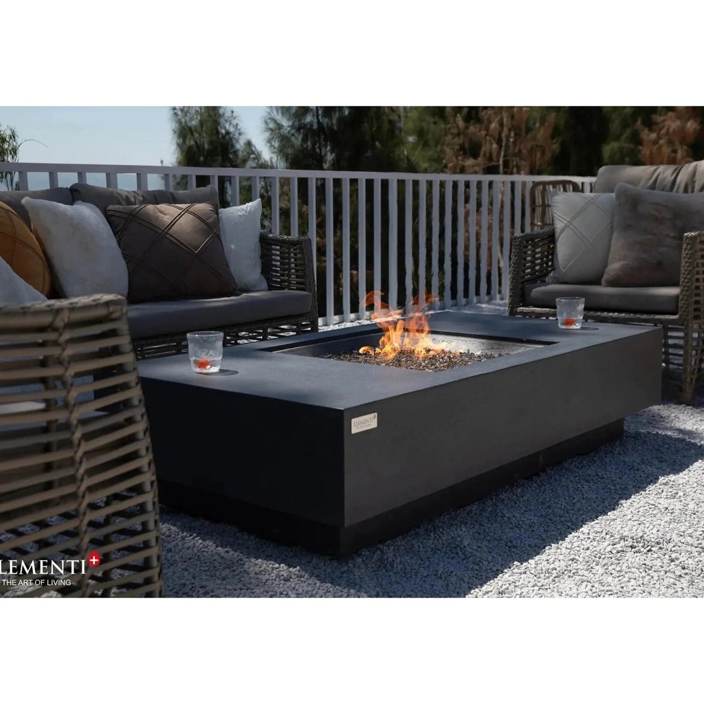 Elementi Plus Cannes Rectangular Gas Fire Pit Table 16 kW, Dark Grey