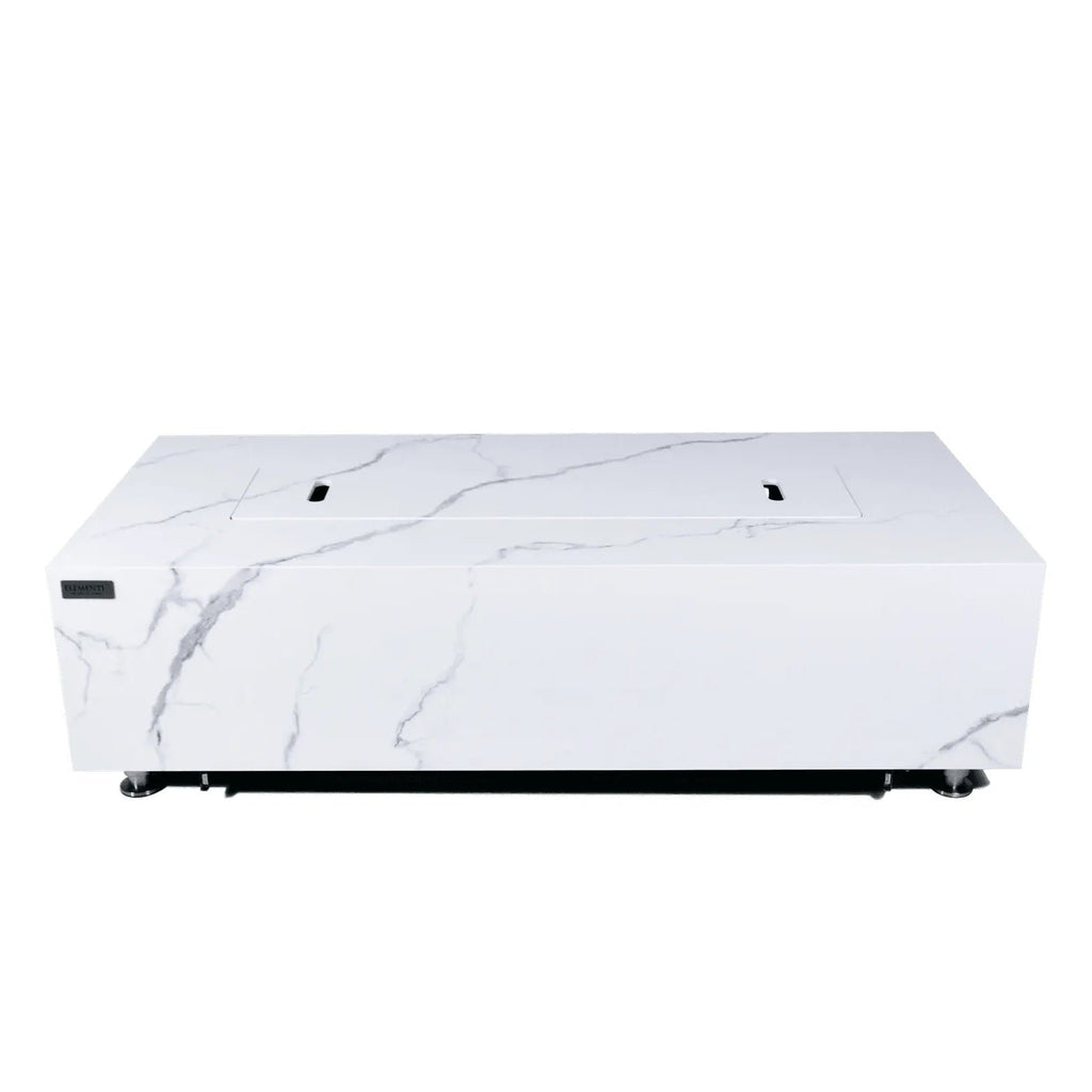 Elementi Plus Carrara Rectangular Gas Fire Pit Table 16 kW, Marble Porcelain Top