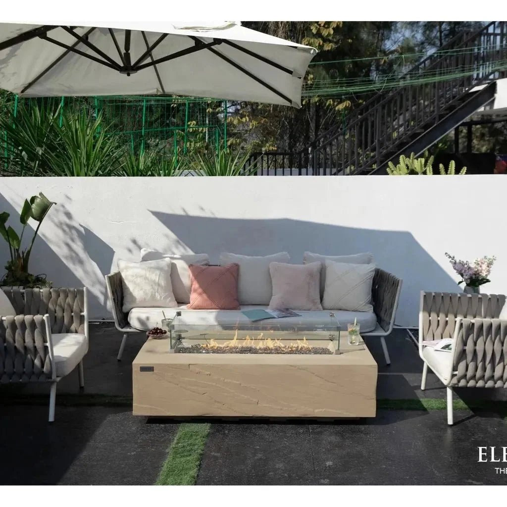 Elementi Plus Colorado Rectangular Gas Fire Pit Table 16 kW, Sunlight Yellow