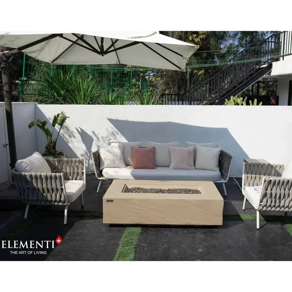 Elementi Plus Colorado Rectangular Gas Fire Pit Table 16 kW, Sunlight Yellow