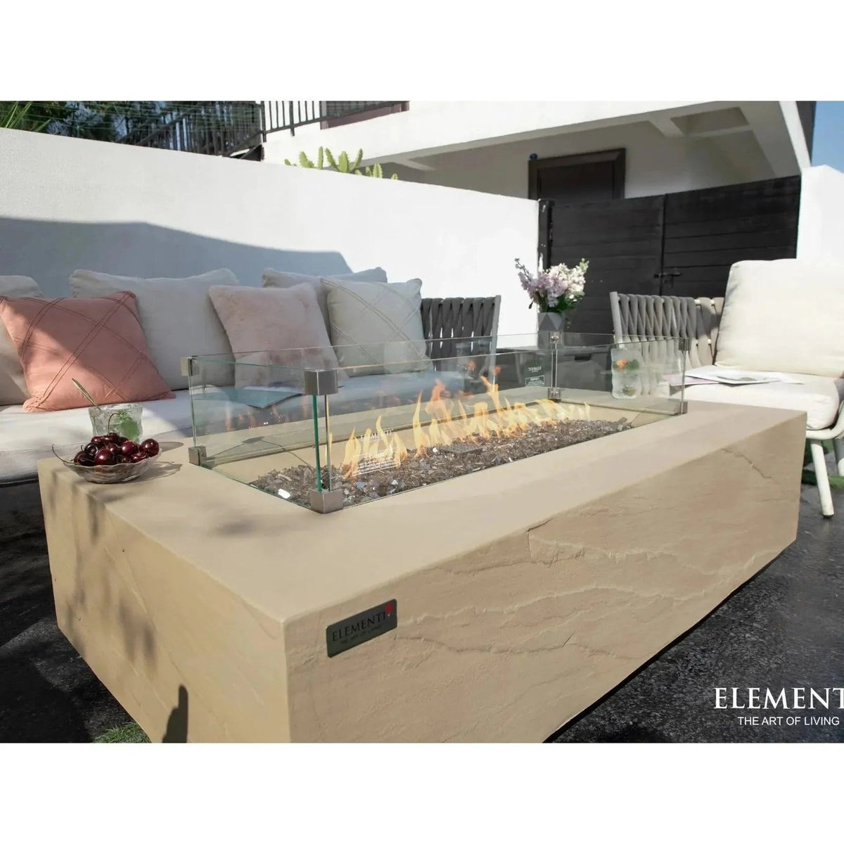Elementi Plus Colorado Rectangular Gas Fire Pit Table 16 kW, Sunlight Yellow
