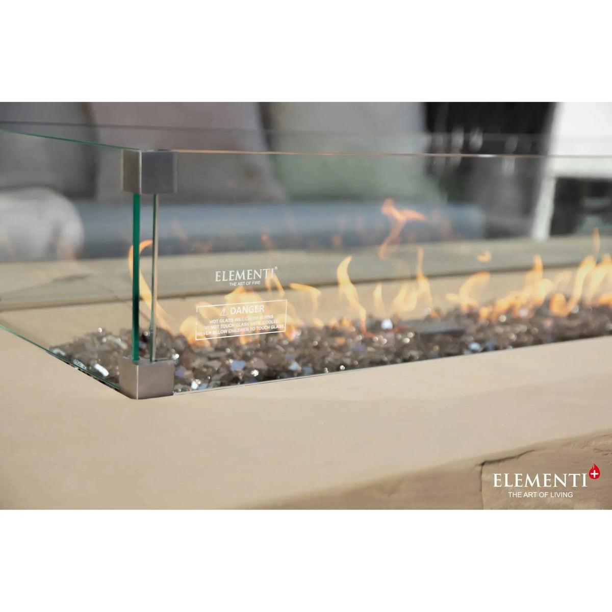Elementi Plus Colorado Rectangular Gas Fire Pit Table 16 kW, Sunlight Yellow