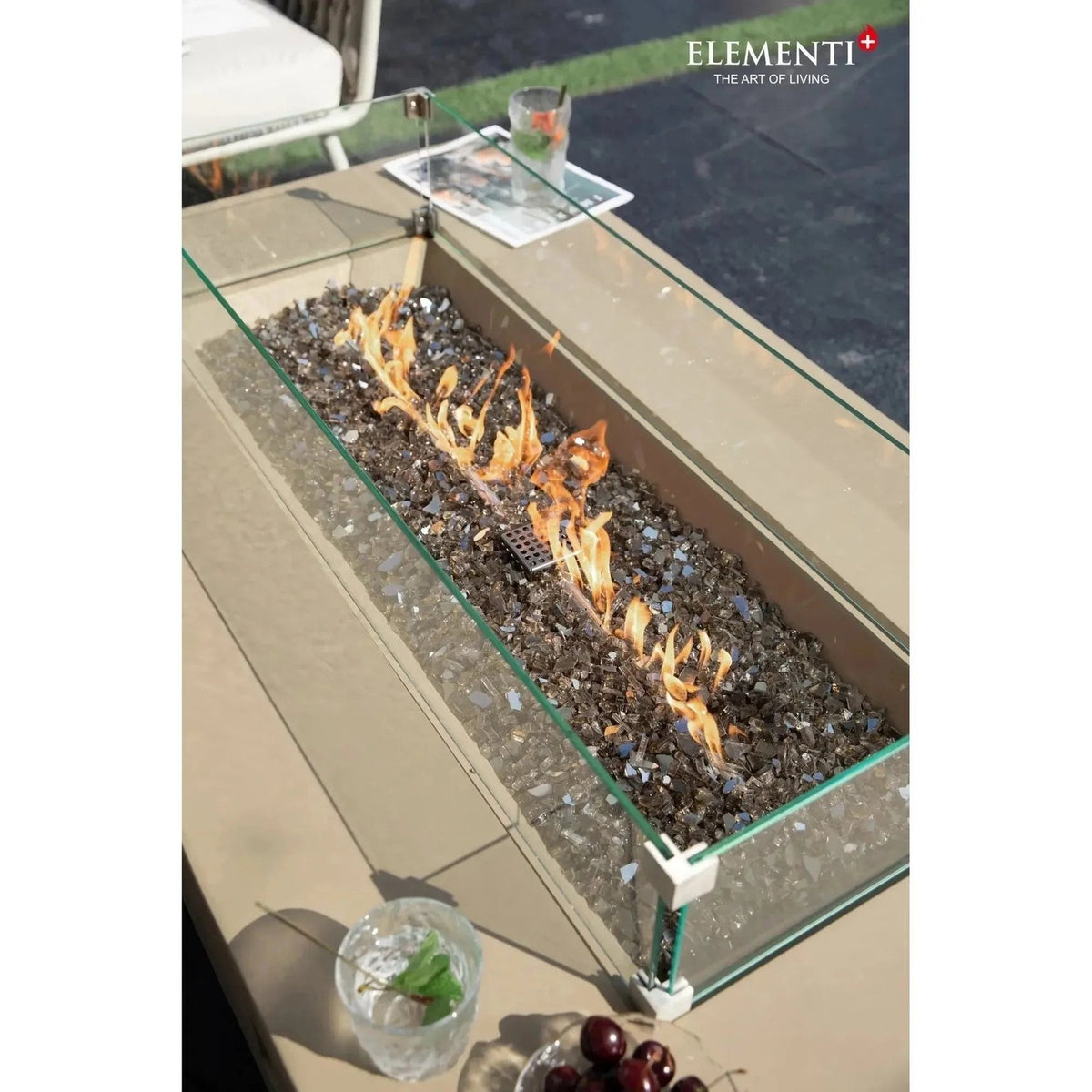 Elementi Plus Colorado Rectangular Gas Fire Pit Table 16 kW, Sunlight Yellow
