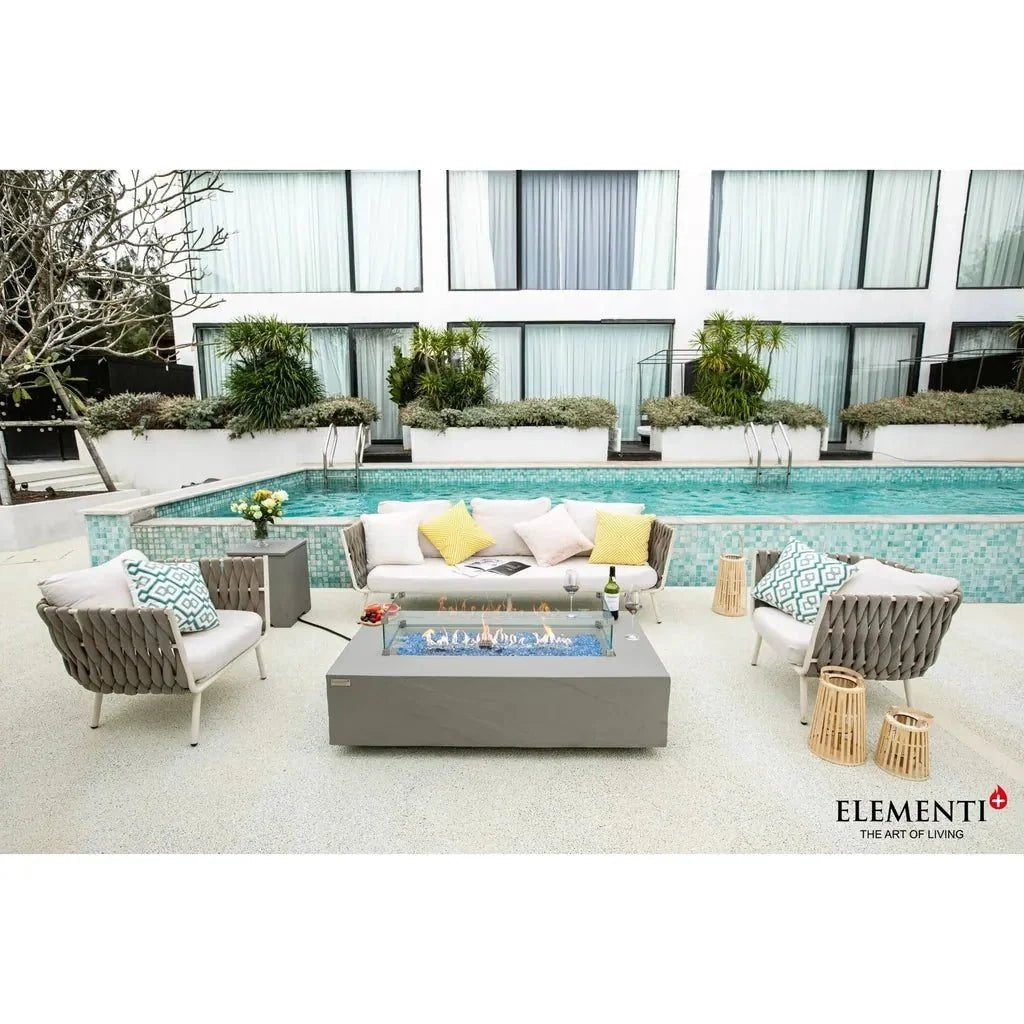 Elementi Plus Meteora Rectangular Gas Fire Pit Table 16 kW, Space Grey