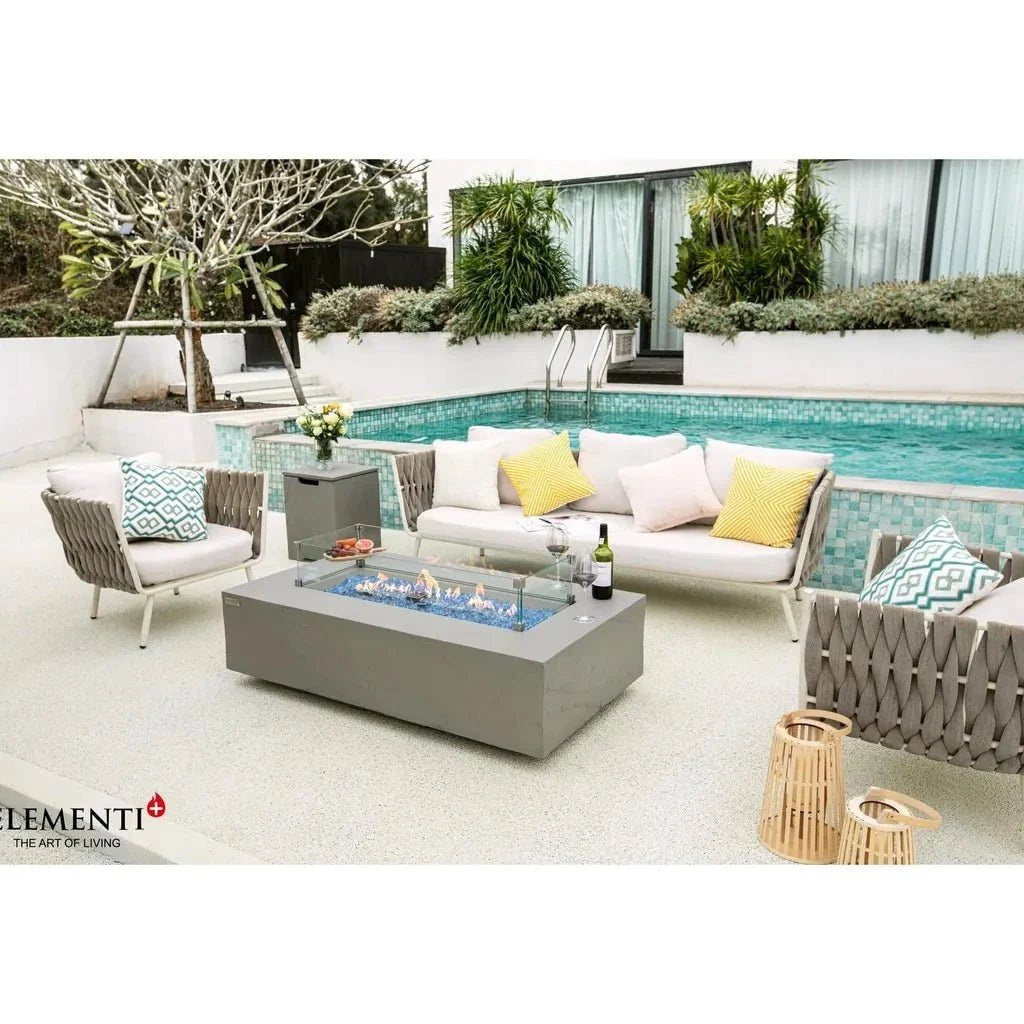 Elementi Plus Meteora Rectangular Gas Fire Pit Table 16 kW, Space Grey