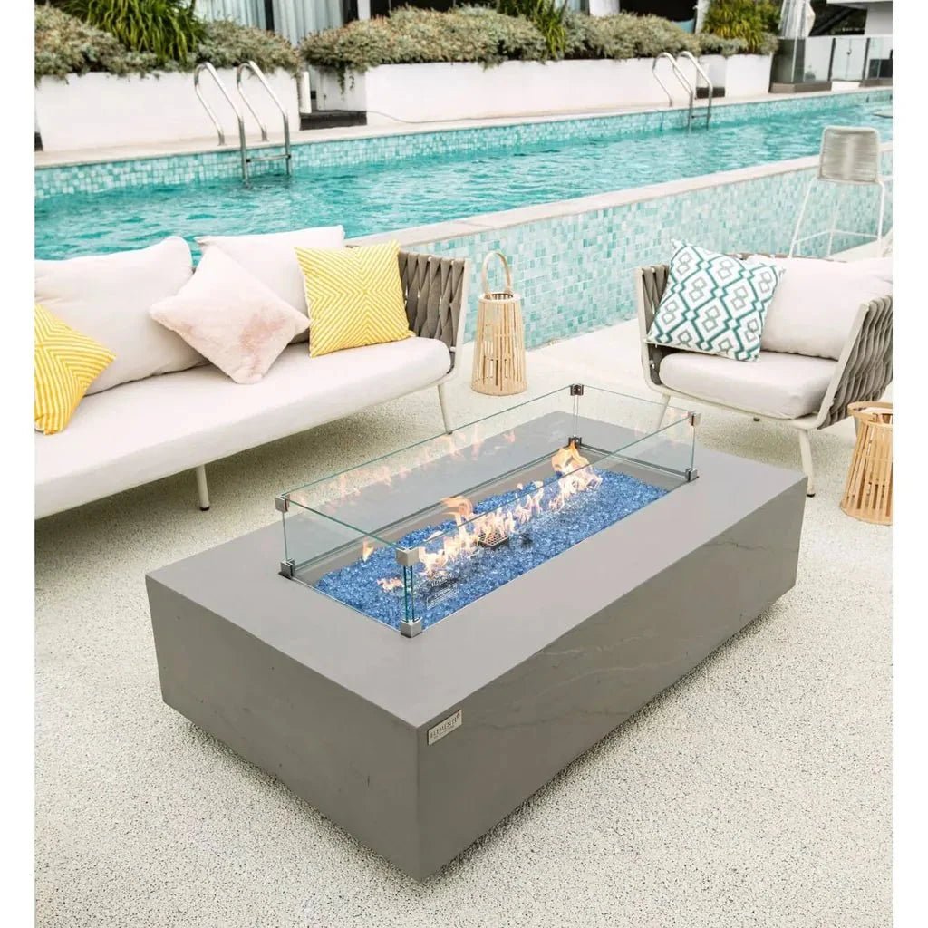 Elementi Plus Meteora Rectangular Gas Fire Pit Table 16 kW, Space Grey