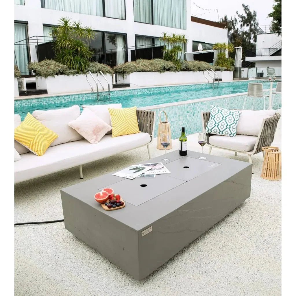 Elementi Plus Meteora Rectangular Gas Fire Pit Table 16 kW, Space Grey