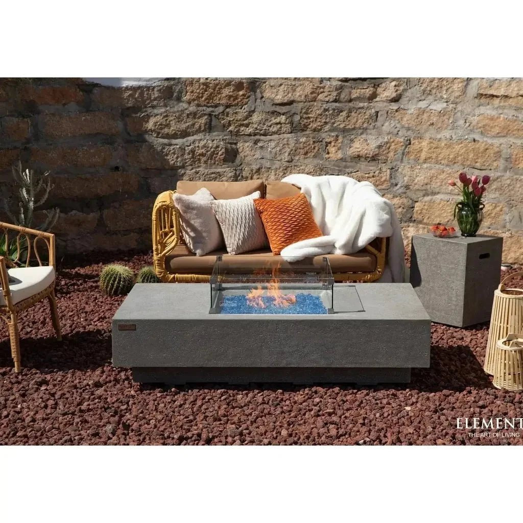 Elementi Plus Monte Carlo Rectangular Gas Fire Pit Table 16 kW, Light Grey