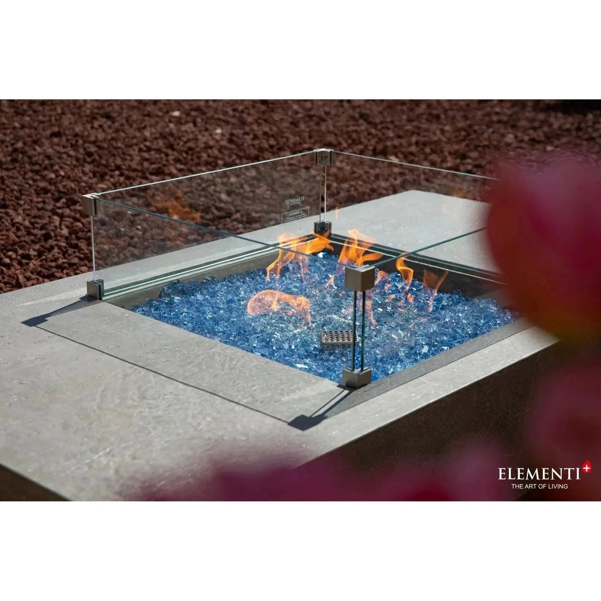 Elementi Plus Monte Carlo Rectangular Gas Fire Pit Table 16 kW, Light Grey