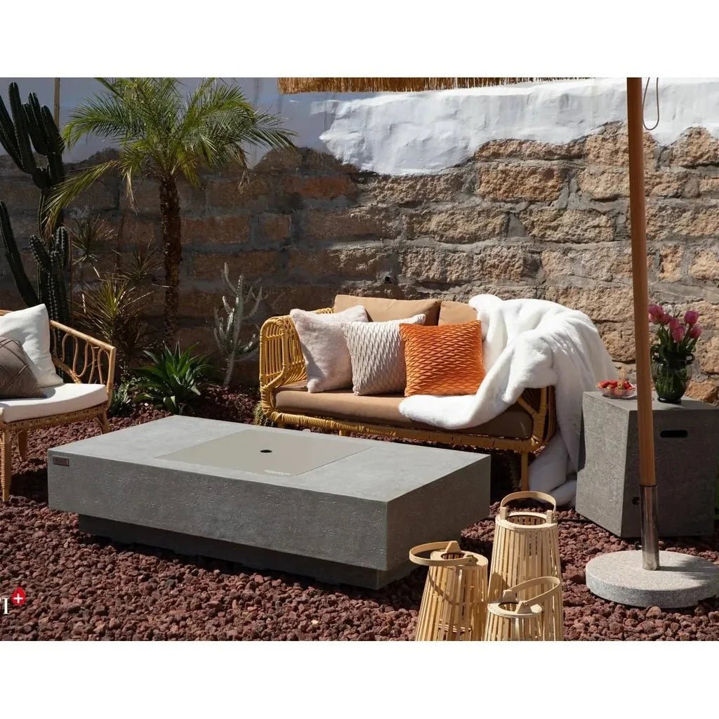 Elementi Plus Monte Carlo Rectangular Gas Fire Pit Table 16 kW, Light Grey