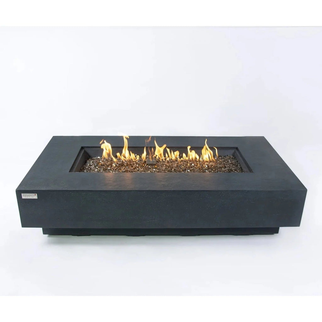 Elementi Plus Positano Rectangular Gas Fire Pit Table 16 kW, Dark Grey