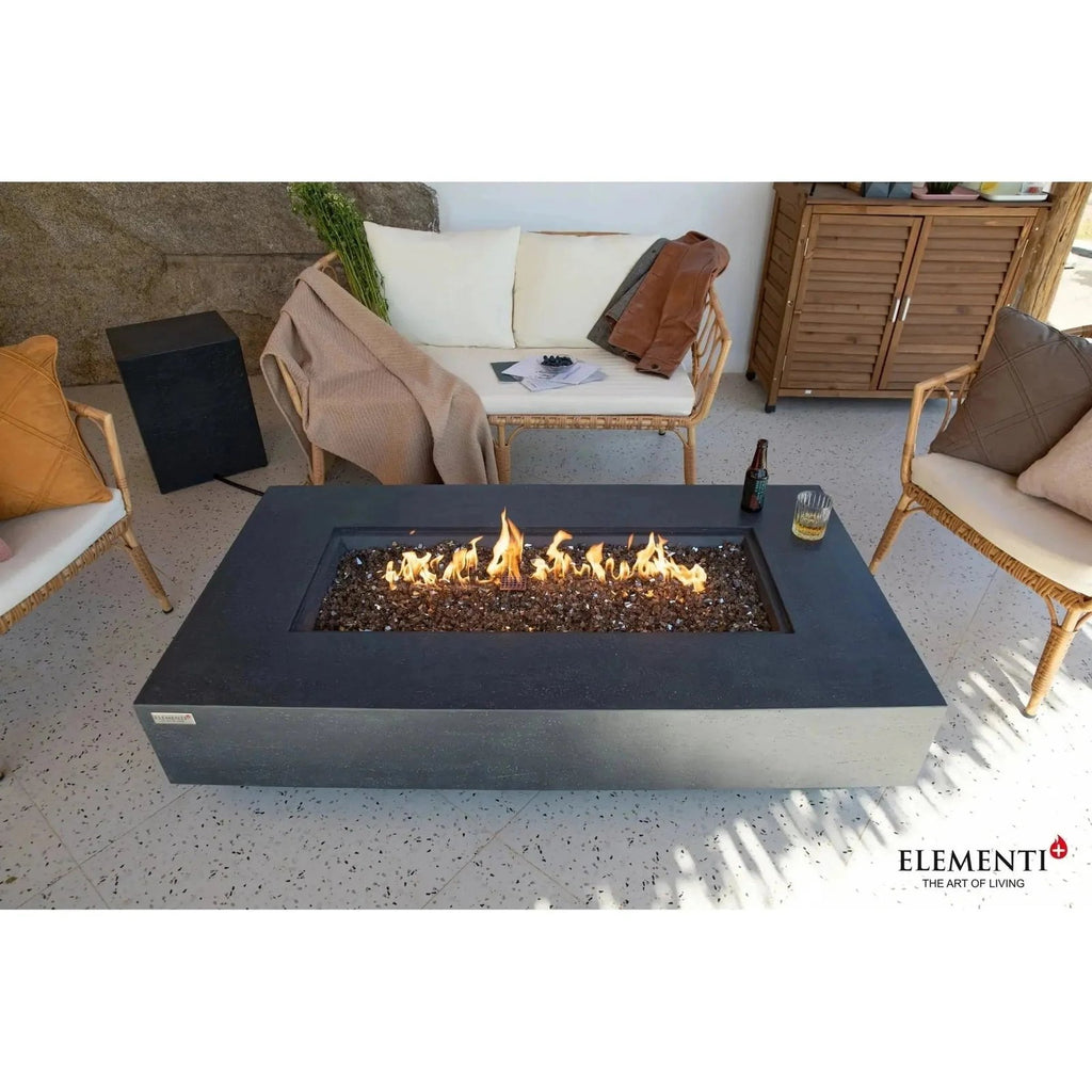 Elementi Plus Positano Rectangular Gas Fire Pit Table 16 kW, Dark Grey