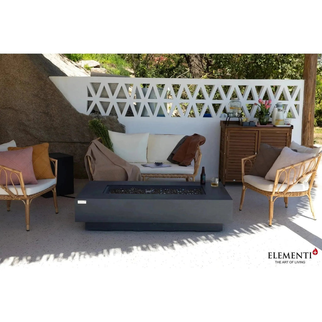 Elementi Plus Positano Rectangular Gas Fire Pit Table 16 kW, Dark Grey
