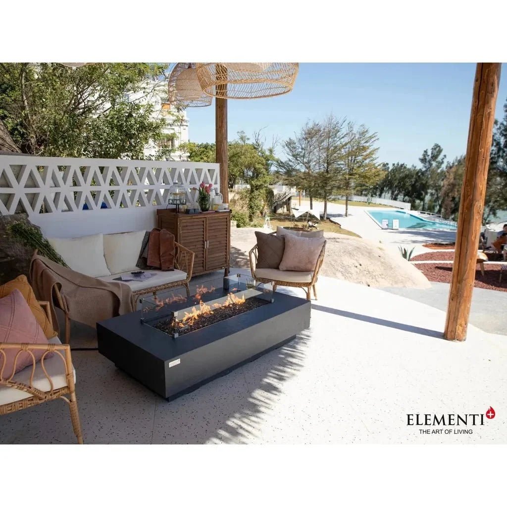 Elementi Plus Positano Rectangular Gas Fire Pit Table 16 kW, Dark Grey