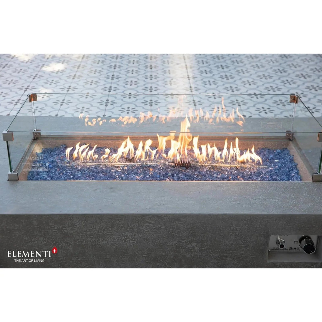 Elementi Plus Riviera Rectangular Gas Fire Pit Table 16 kW, Light Grey