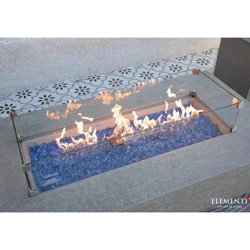 Elementi Plus Riviera Rectangular Gas Fire Pit Table 16 kW, Light Grey