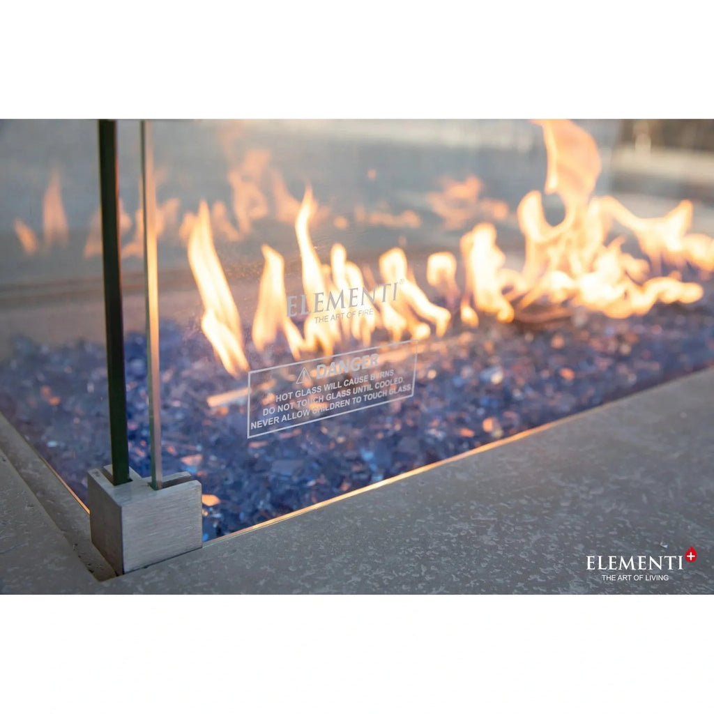 Elementi Plus Riviera Rectangular Gas Fire Pit Table 16 kW, Light Grey