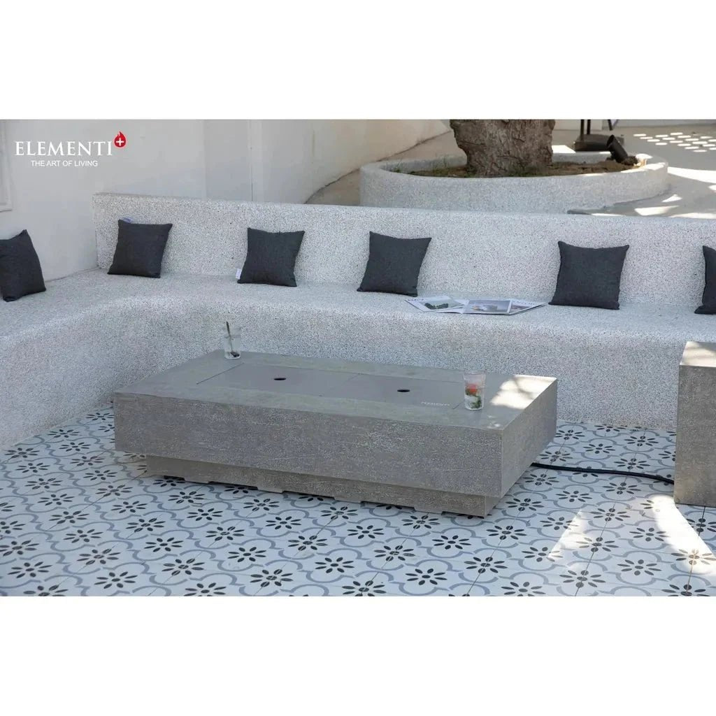 Elementi Plus Riviera Rectangular Gas Fire Pit Table 16 kW, Light Grey