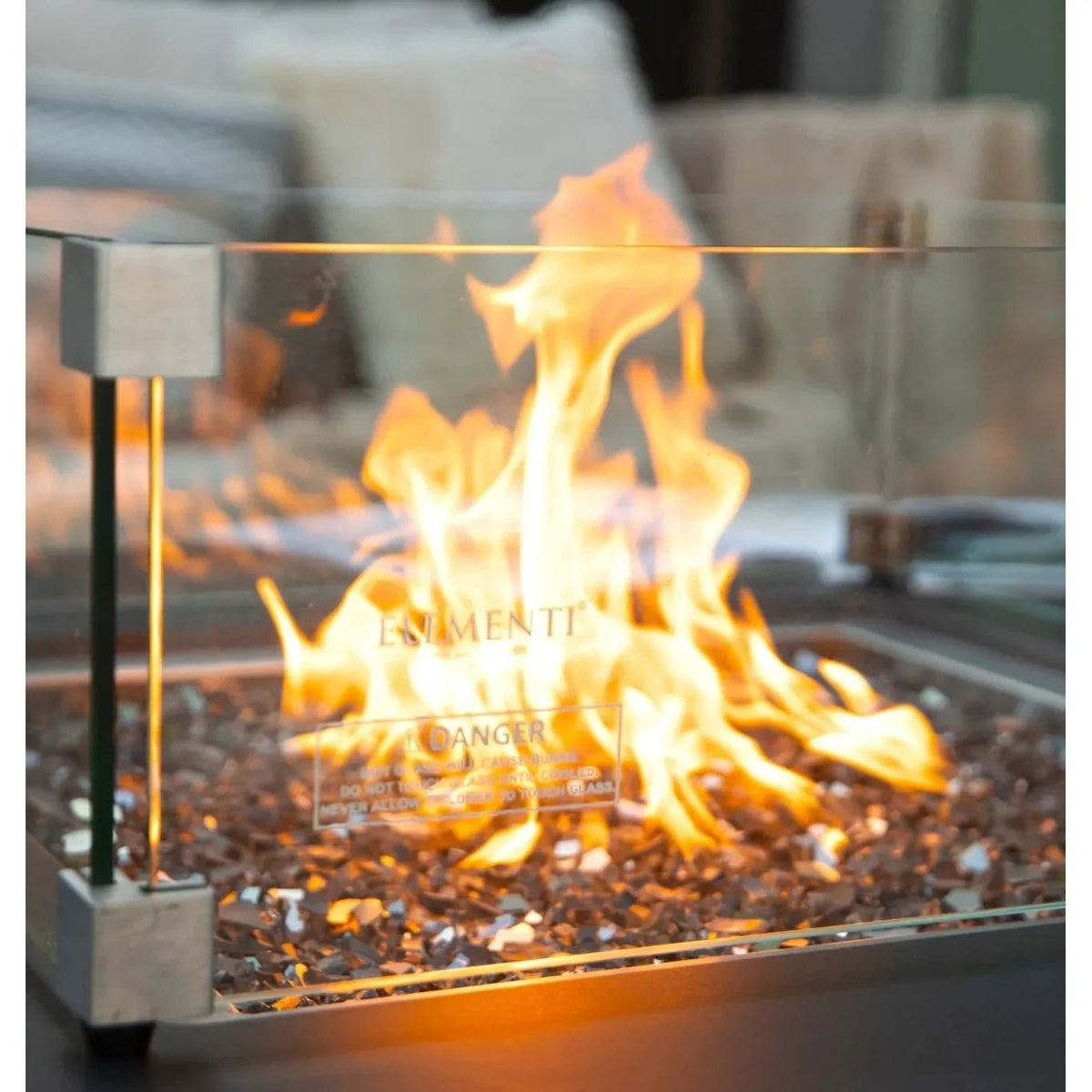 Elementi Plus Sofia Square Gas Fire Pit Table 16 kW, Black Marble Porcelain Top