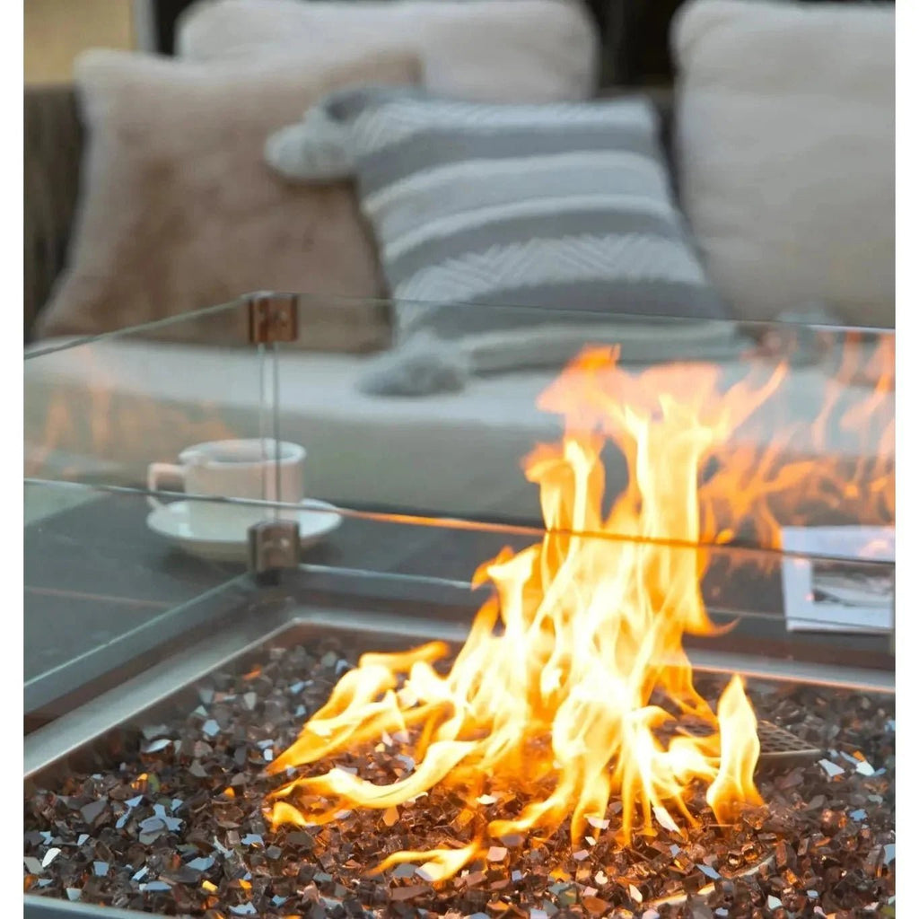 Elementi Plus Sofia Square Gas Fire Pit Table 16 kW, Black Marble Porcelain Top