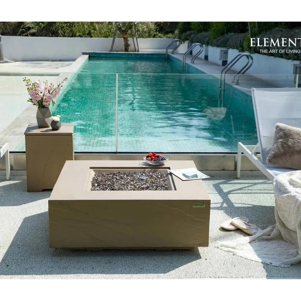 Elementi Plus Uluru Square Gas Fire Pit Table 16 kW, Sunlight Yellow
