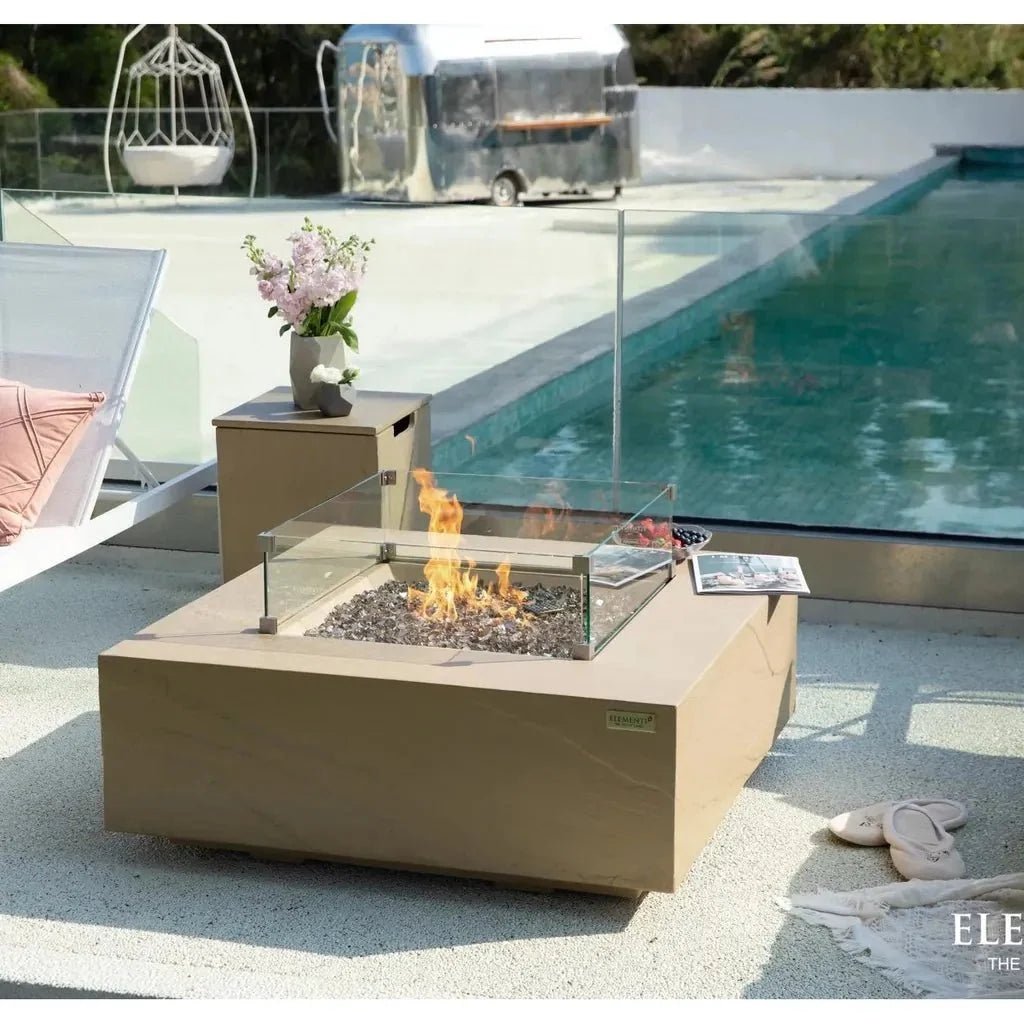 Elementi Plus Uluru Square Gas Fire Pit Table 16 kW, Sunlight Yellow