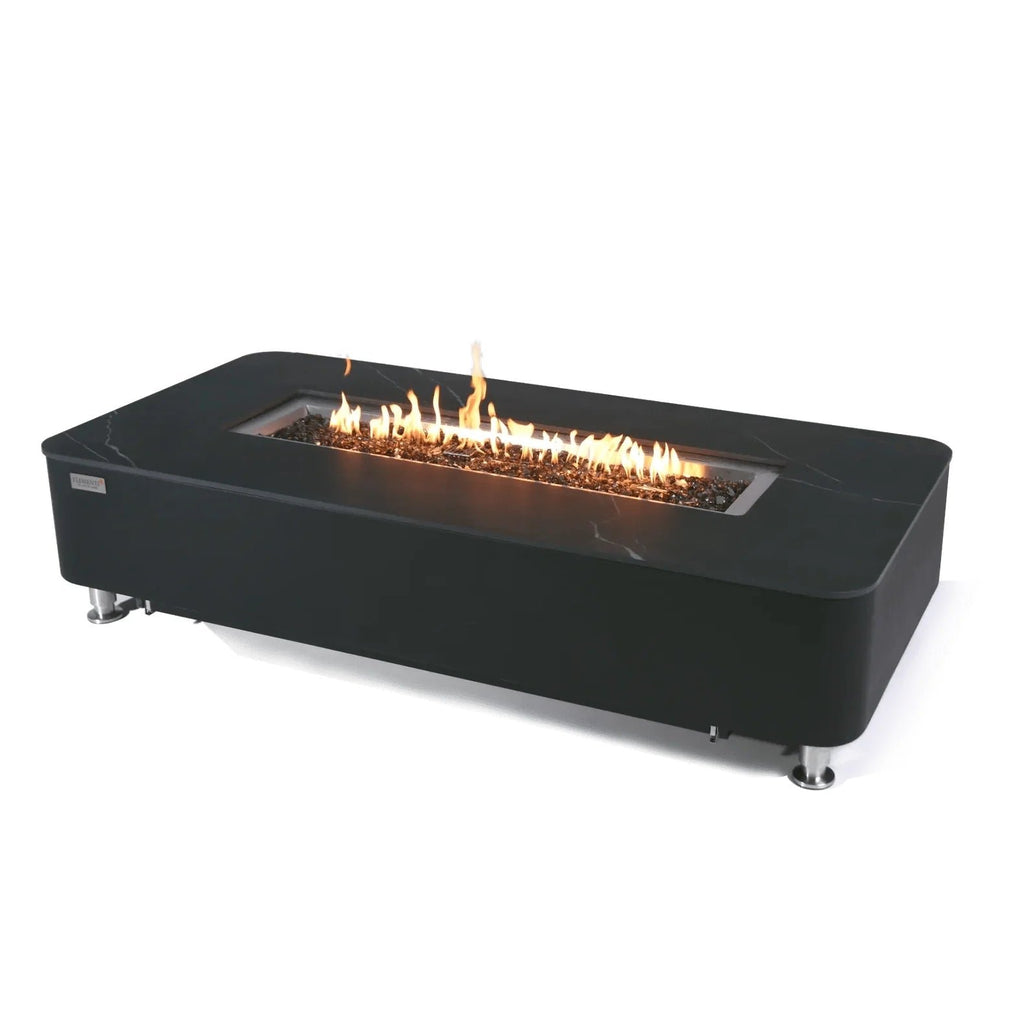 Elementi Plus Valencia Rectangular Gas Fire Pit Table 16 kW, Bulgarian Black Porcelain Top