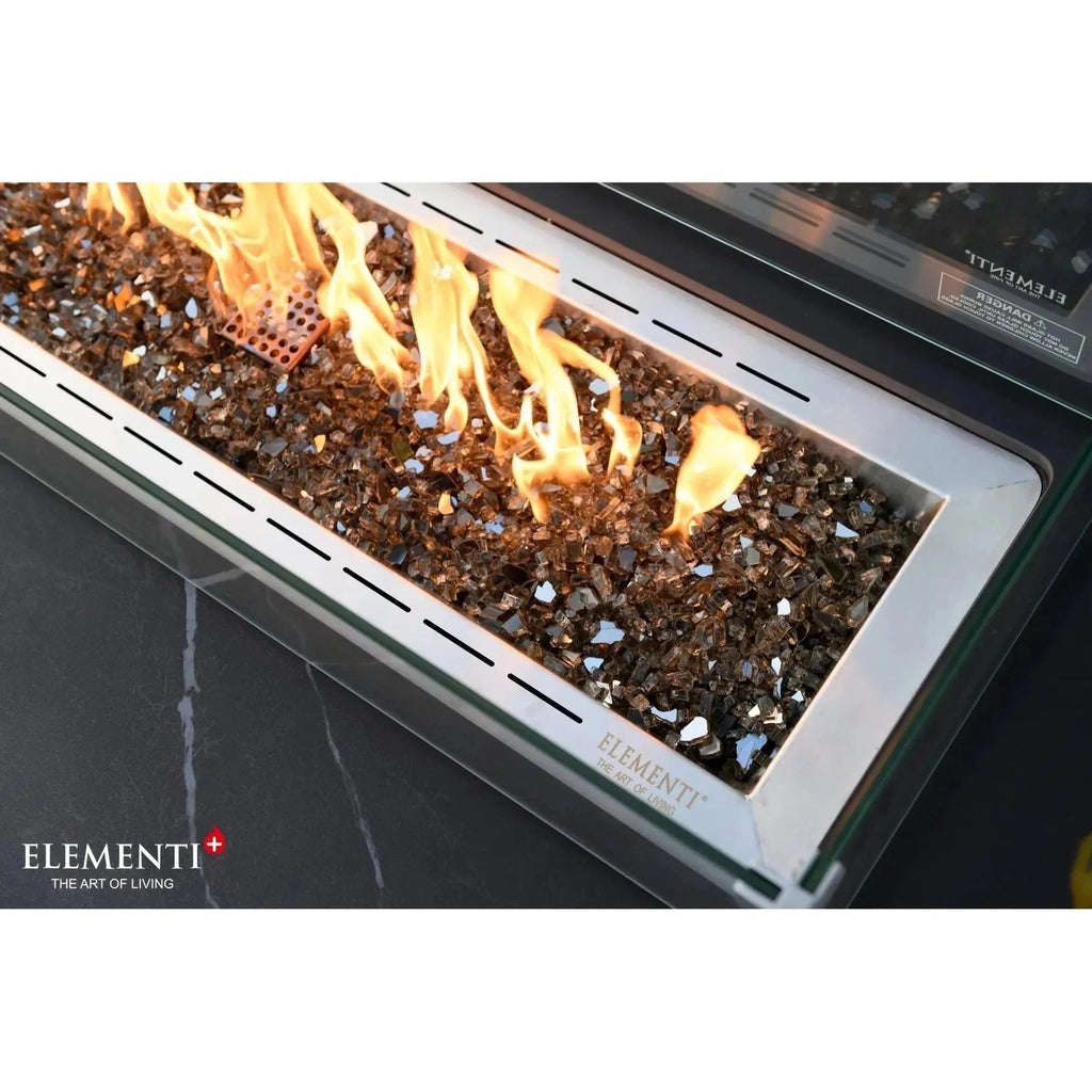 Elementi Plus Valencia Rectangular Gas Fire Pit Table 16 kW, Bulgarian Black Porcelain Top