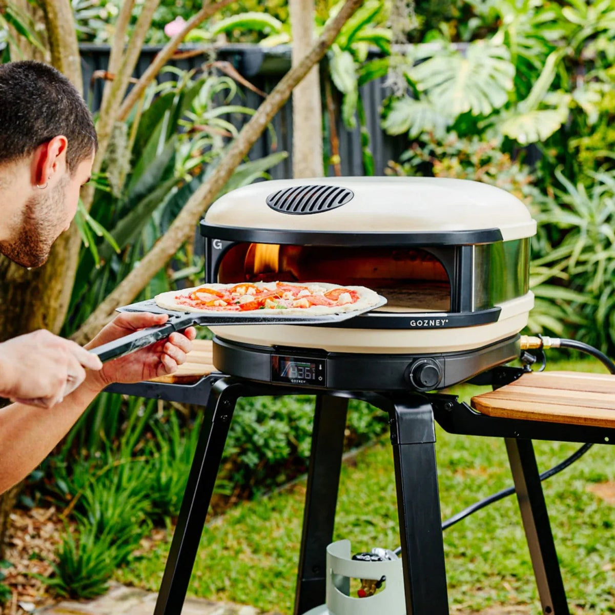 Gozney Propane Gas Pizza Oven with Wheeled Prep Stand and Digital Thermometer