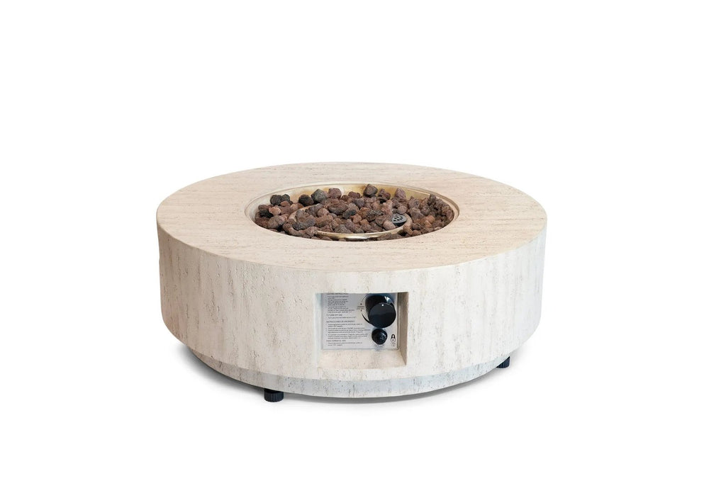 Happy Cocooning Estate Round 76 Gas Fire Pit Table, Stone-Look Composite, 13.5 kW
