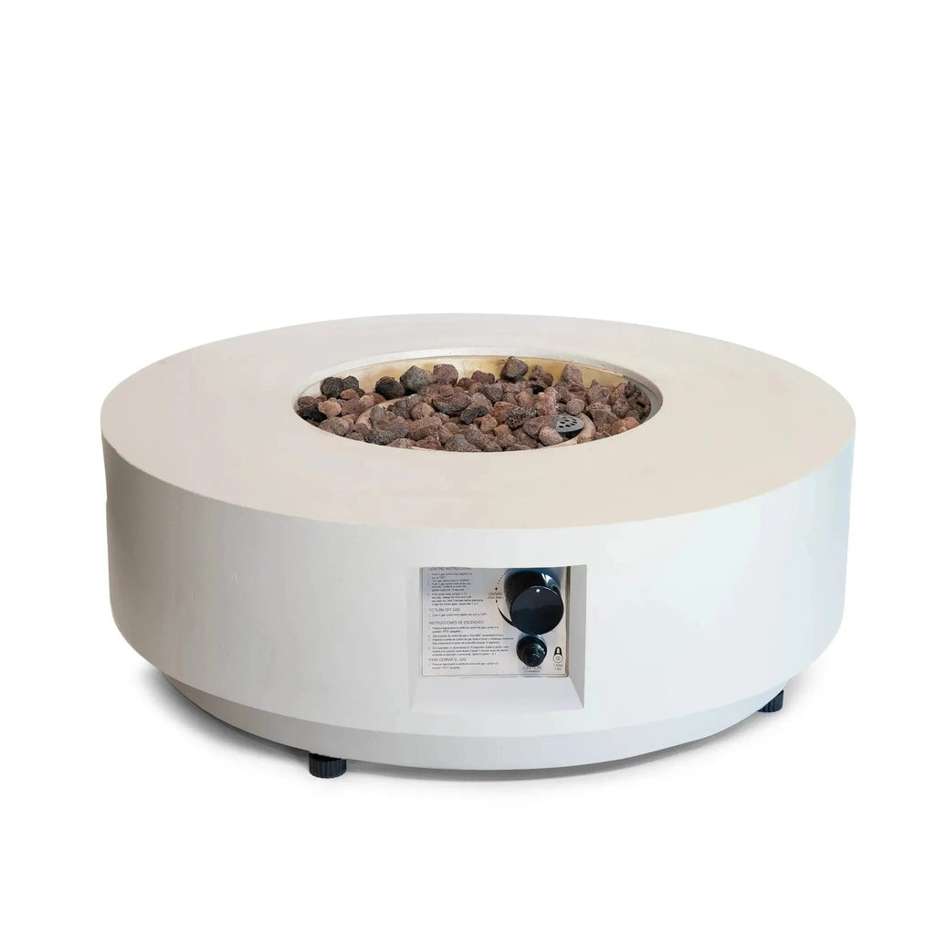 Happy Cocooning Estate Round 76 Gas Fire Pit Table, Stone-Look Composite, 13.5 kW