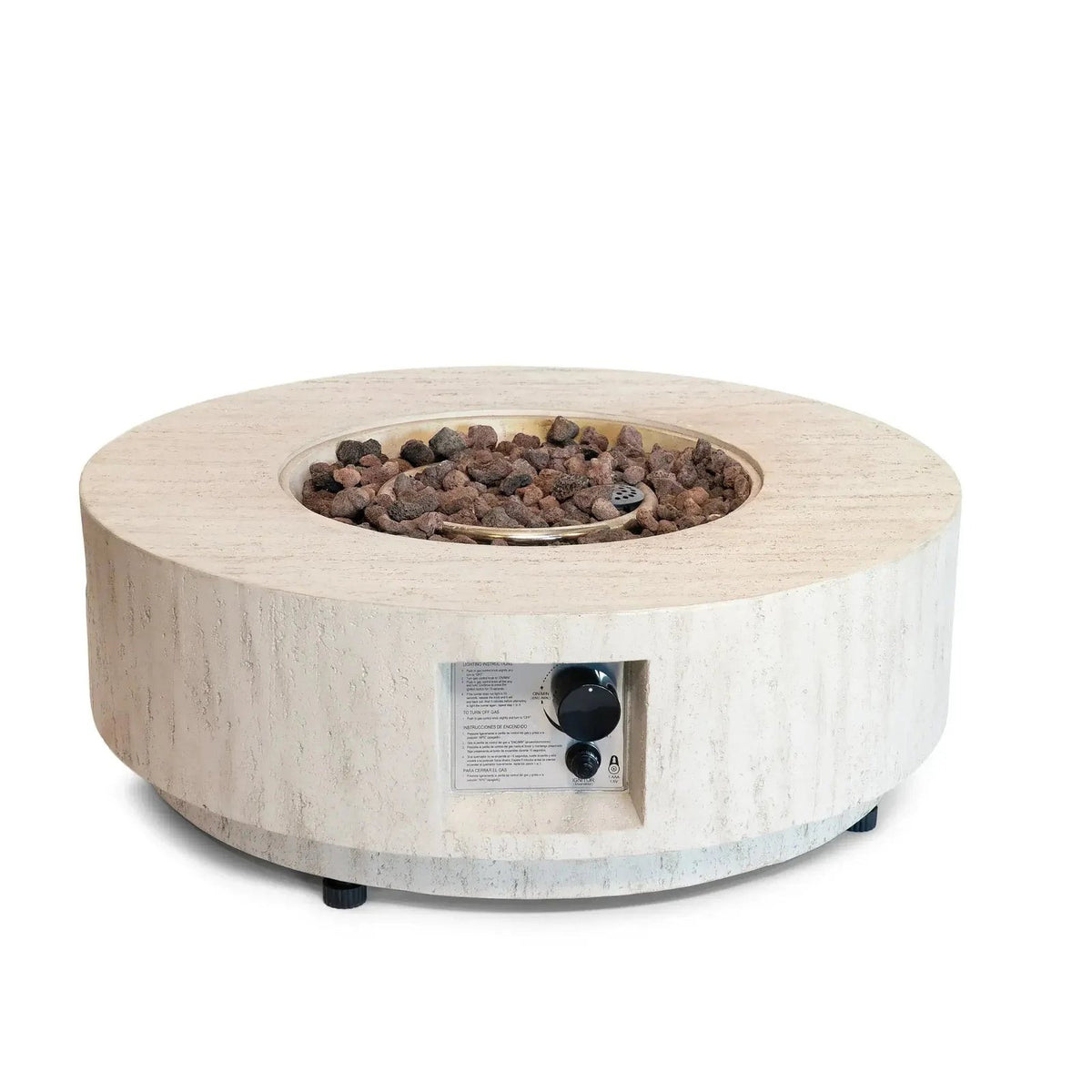 Happy Cocooning Estate Round 76 Gas Fire Pit Table, Stone-Look Composite, 13.5 kW