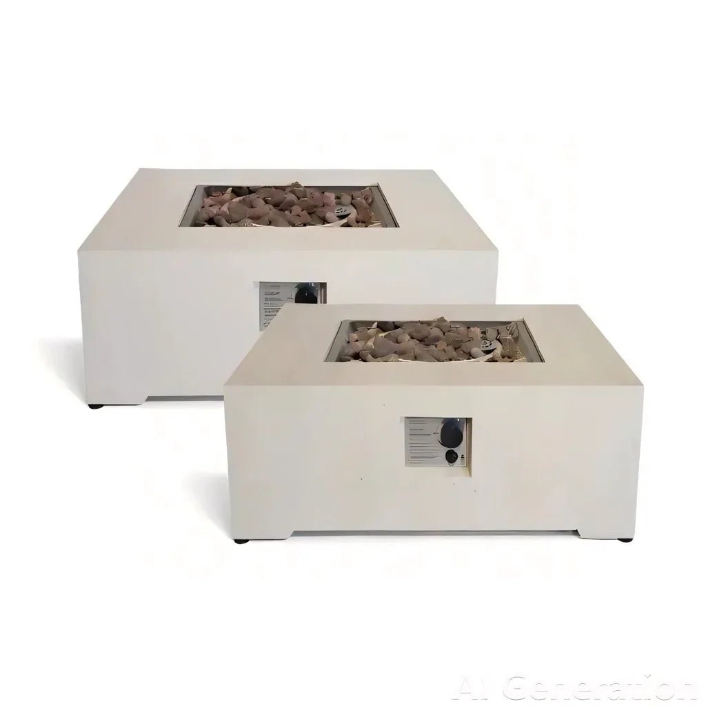 Happy Cocooning Estate Square 88 Gas Fire Pit Table, Stone-Look Composite, 16.5 kW