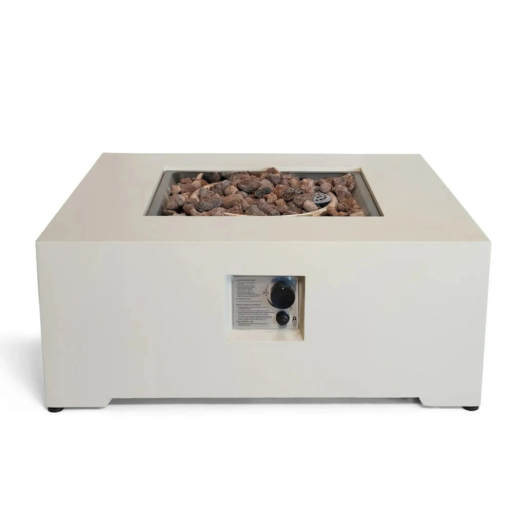 Happy Cocooning Estate Square 88 Gas Fire Pit Table, Stone-Look Composite, 16.5 kW