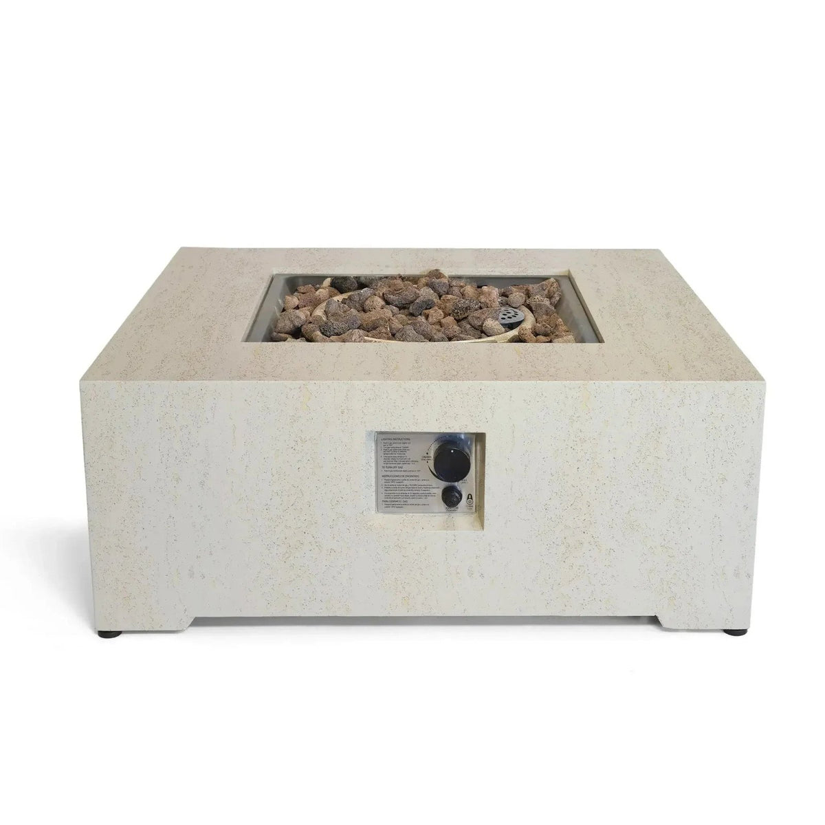 Happy Cocooning Estate Square 88 Gas Fire Pit Table, Stone-Look Composite, 16.5 kW