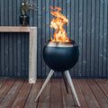 Höfats MOON 45 Wood & Pellet Fire Bowl with High Stand, Black