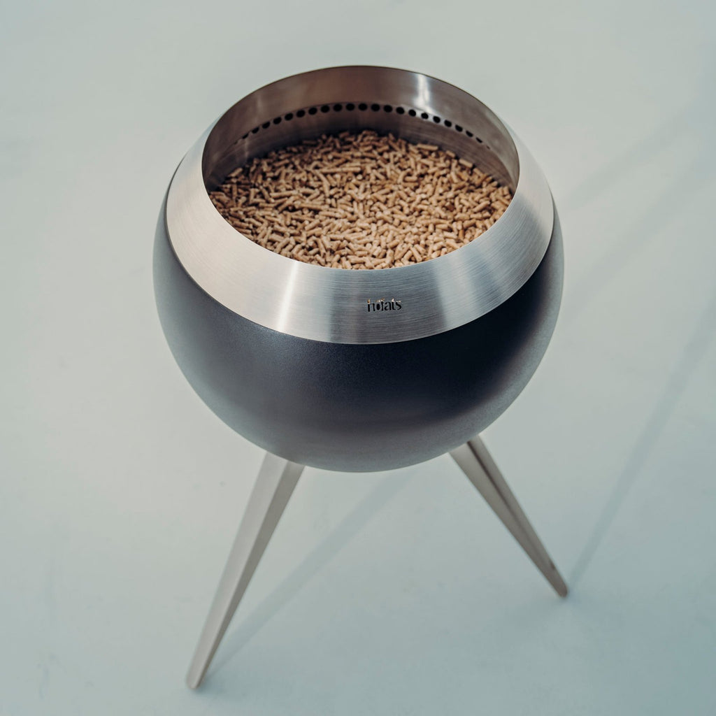 Höfats MOON 45 Wood & Pellet Fire Bowl with High Stand, Black