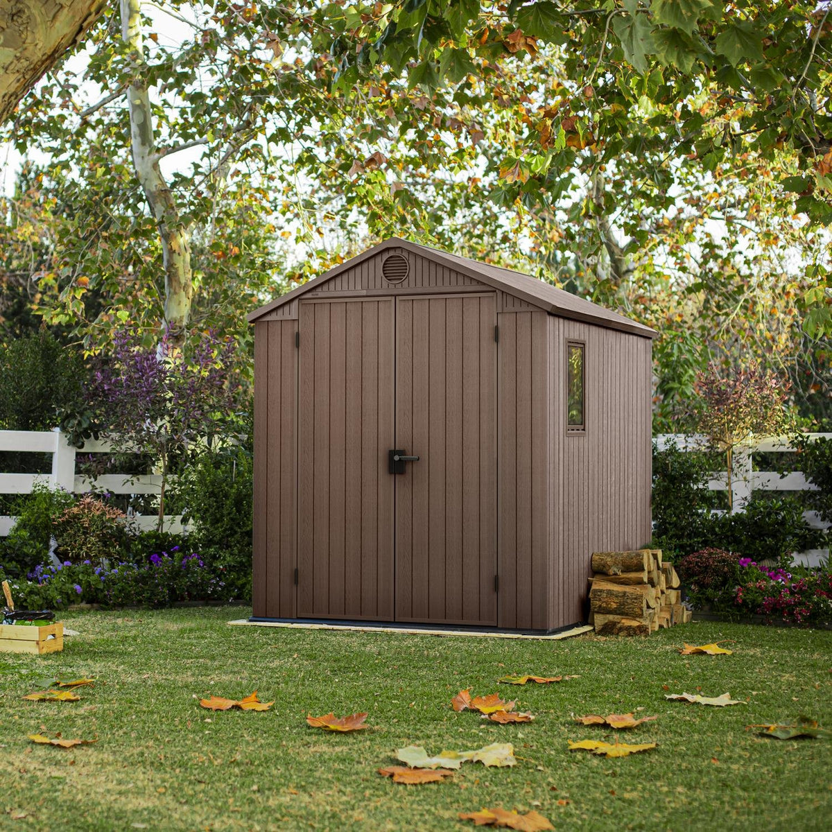 Keter Darwin 6x6 ft Apex Plastic Garden Storage Shed, Brown