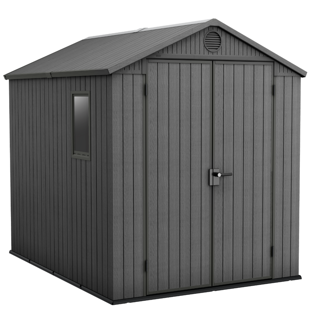 Keter Darwin 6x8 ft (1.9 x 2.4 m) Resin Garden Shed with Floor, Grey