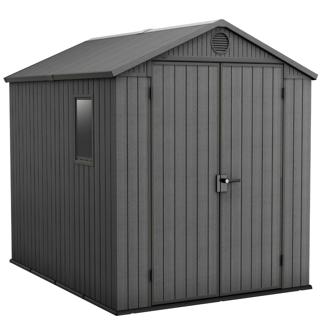 Keter Darwin 6x8 ft (1.9 x 2.4 m) Resin Garden Shed with Floor, Grey