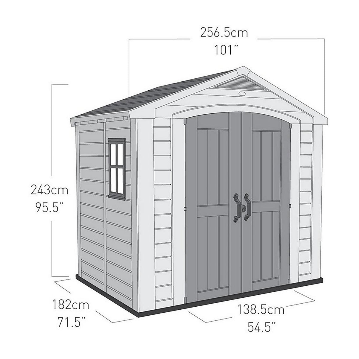 Keter Factor 8x6 ft Apex Plastic Garden Storage Shed, Beige/Brown