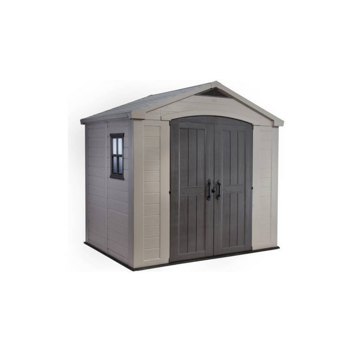 Keter Factor 8x6 ft Apex Plastic Garden Storage Shed, Beige/Brown