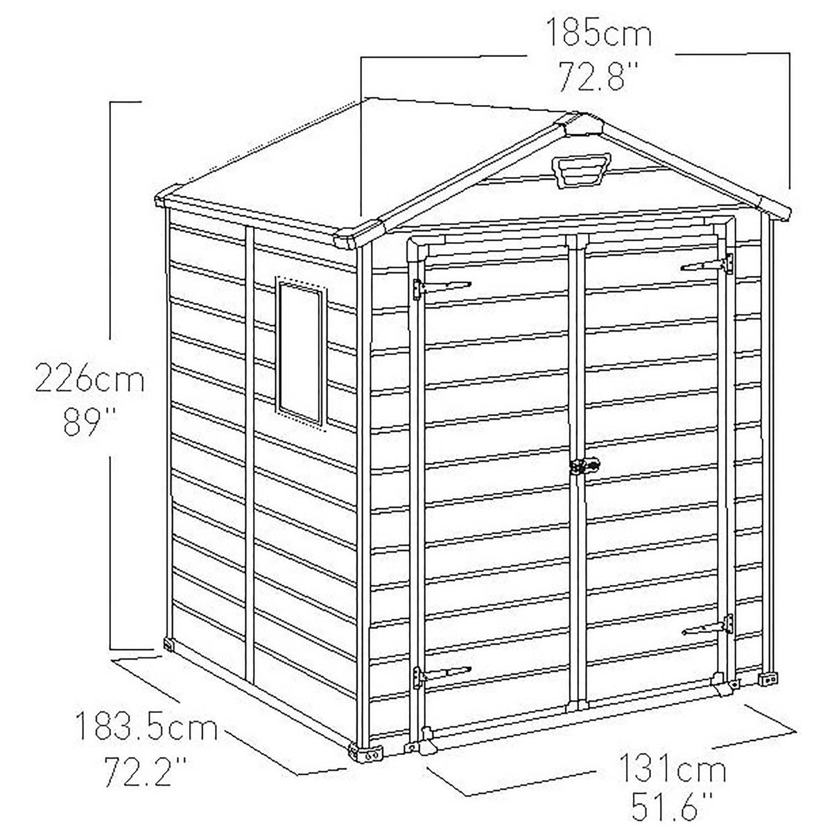 Keter Manor 6x6 ft Pent Plastic Garden Storage Shed, Brown