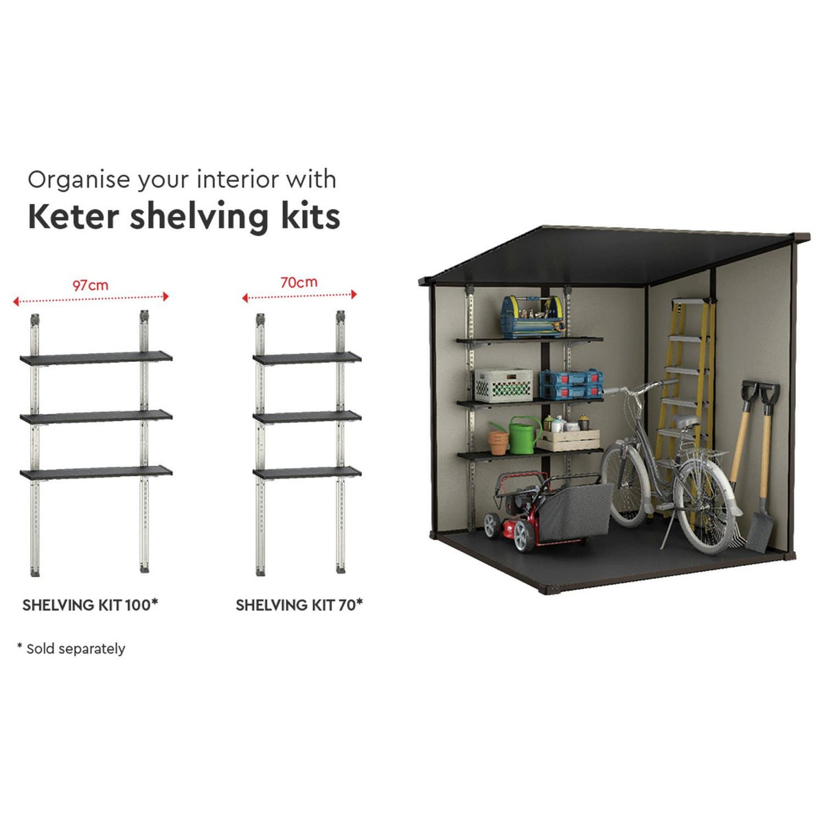 Keter Manor 6x6 ft Pent Plastic Garden Storage Shed, Brown