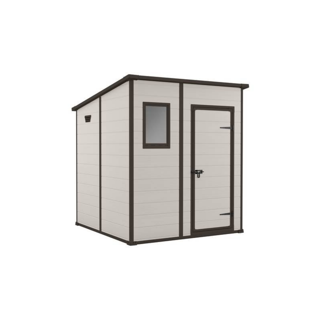 Keter Manor 6x6 ft Pent Plastic Garden Storage Shed, Brown