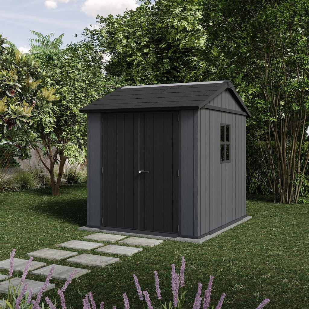 Keter Newton Plus 7.5x7 ft Apex Plastic Garden Shed, Grey