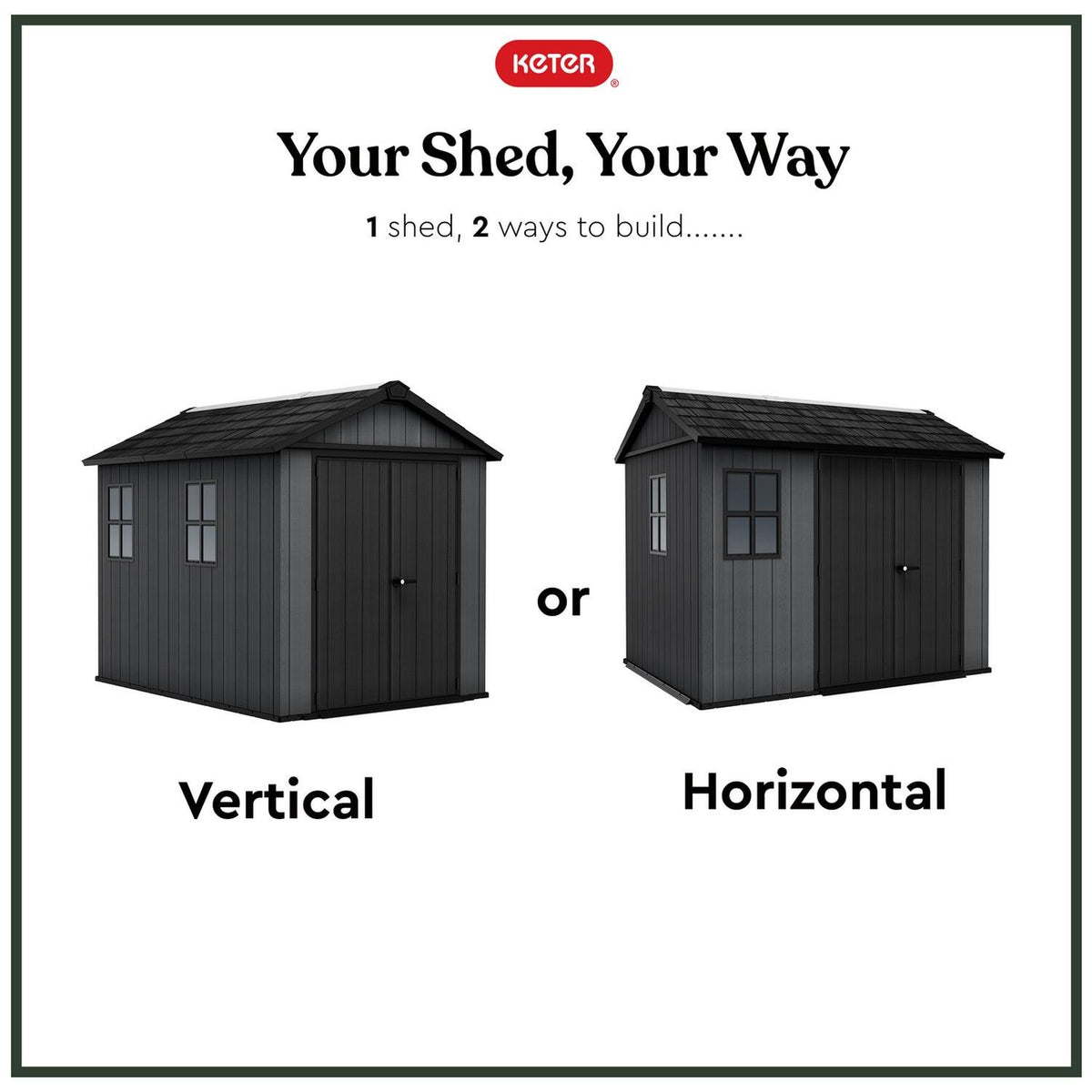 Keter Newton Plus 7.5x9 ft Apex Plastic Garden Shed, Grey