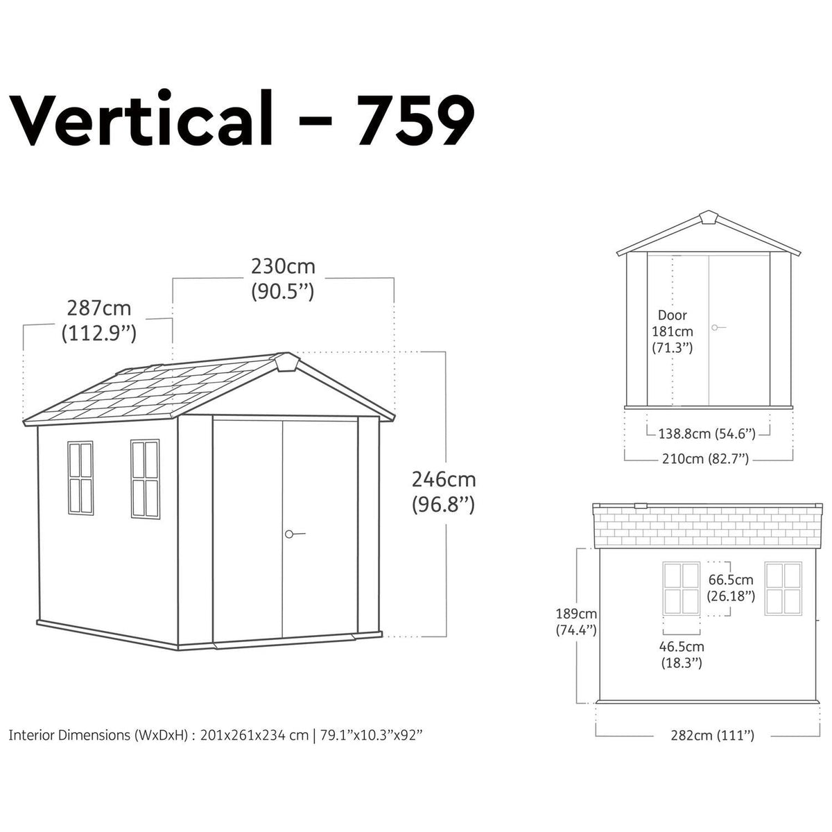 Keter Newton Plus 7.5x9 ft Apex Plastic Garden Shed, Grey